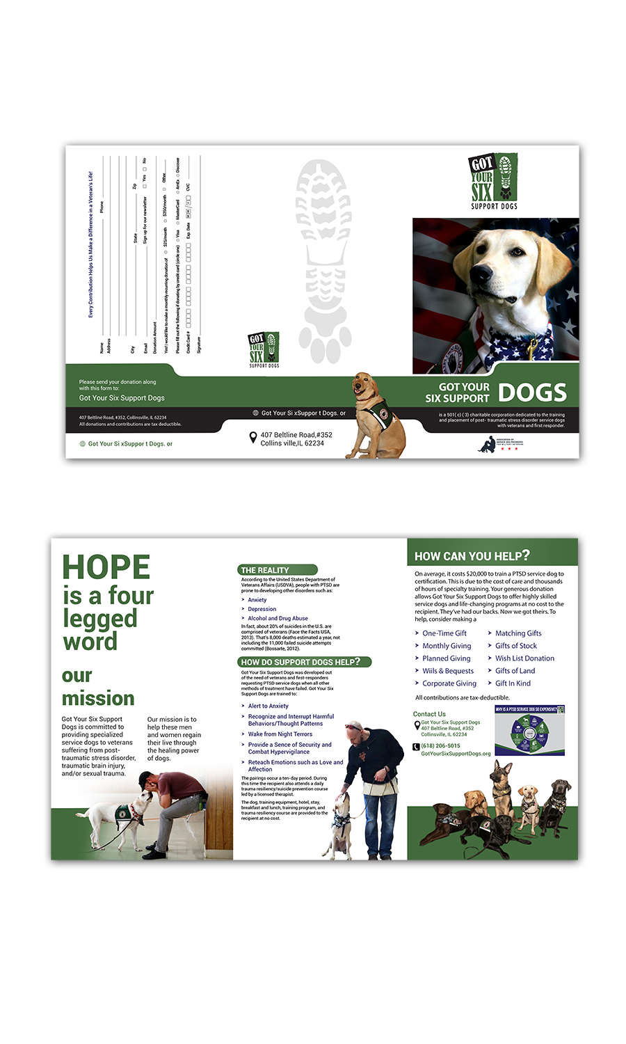 Design de Brochure par creative.bugs pour Got Your Six Support Dogs | Design #19097137