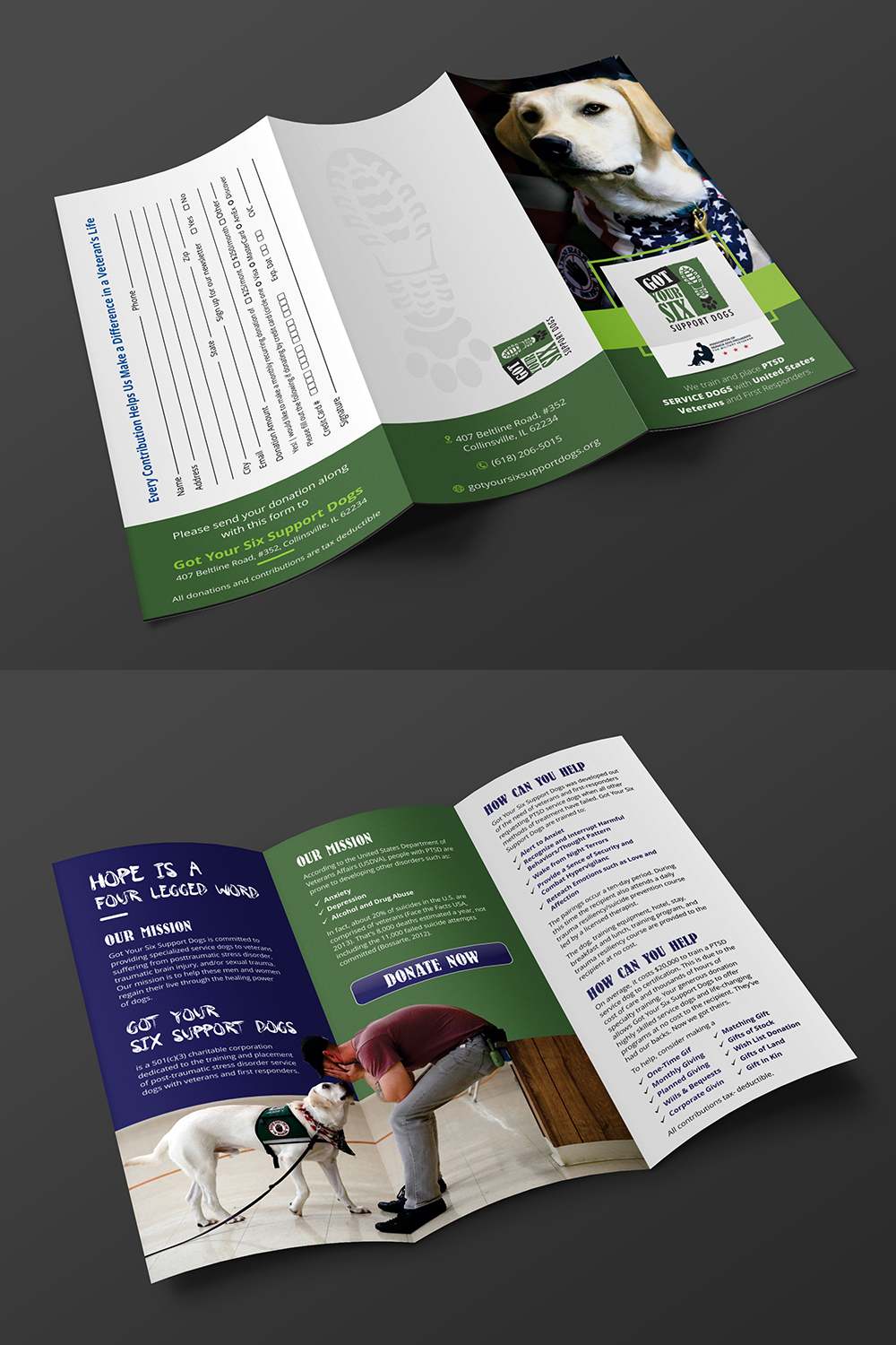 Brochure Design by ecorokerz for Got Your Six Support Dogs | Design #19077227