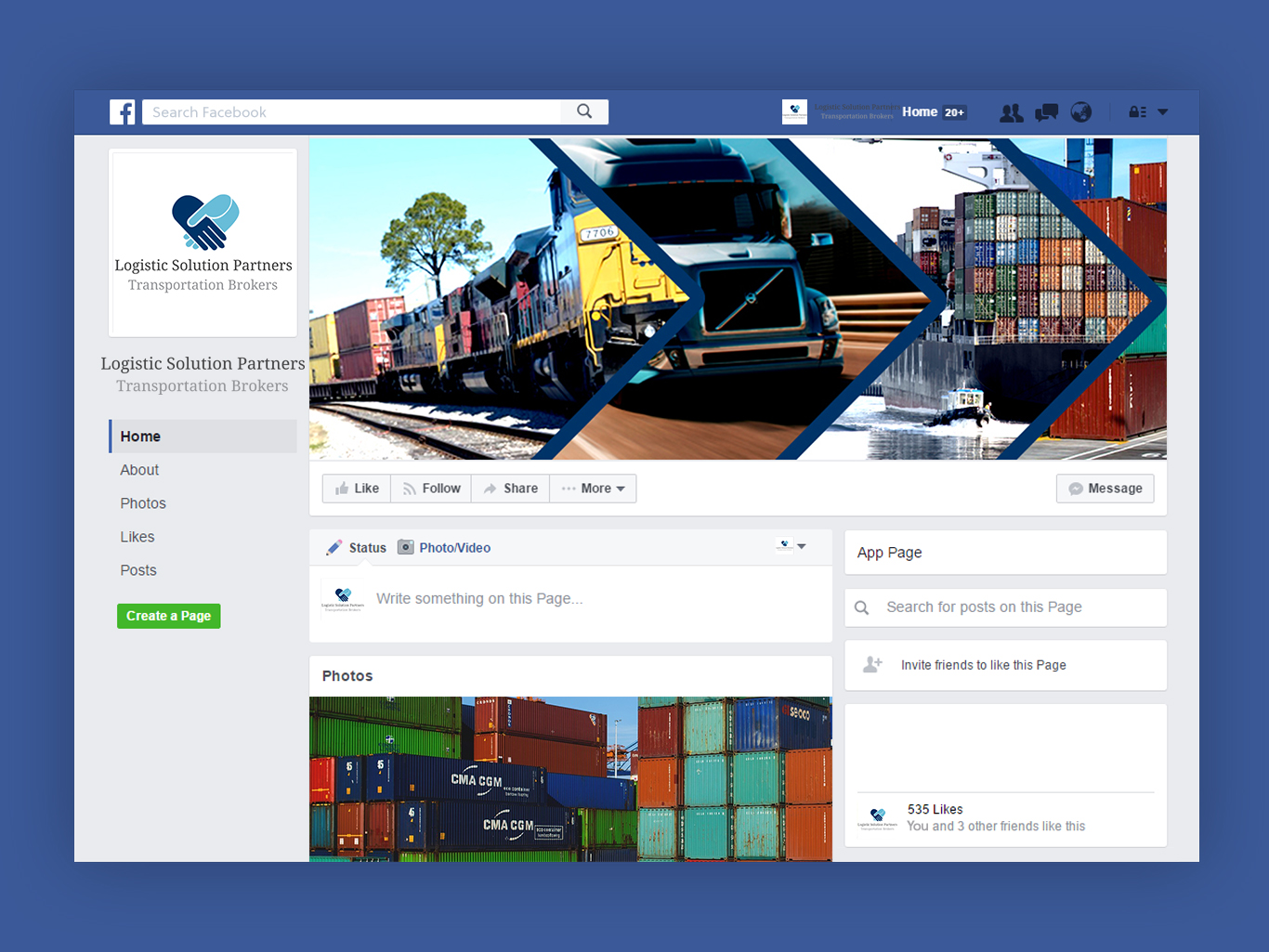 Facebook Design by 69demo for Logistic Solution Partners | Design #19301923