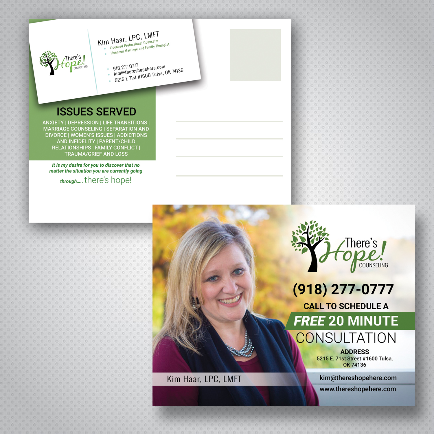 Postcard Design by uk for There's Hope! Counseling | Design #19096106