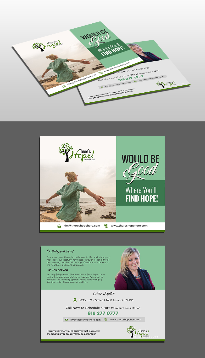 Postcard Design by debdesign for There's Hope! Counseling | Design #19086985