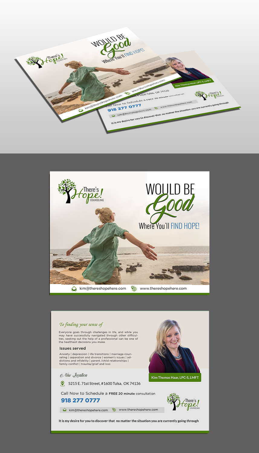 Postcard Design by debdesign for There's Hope! Counseling | Design #19087244