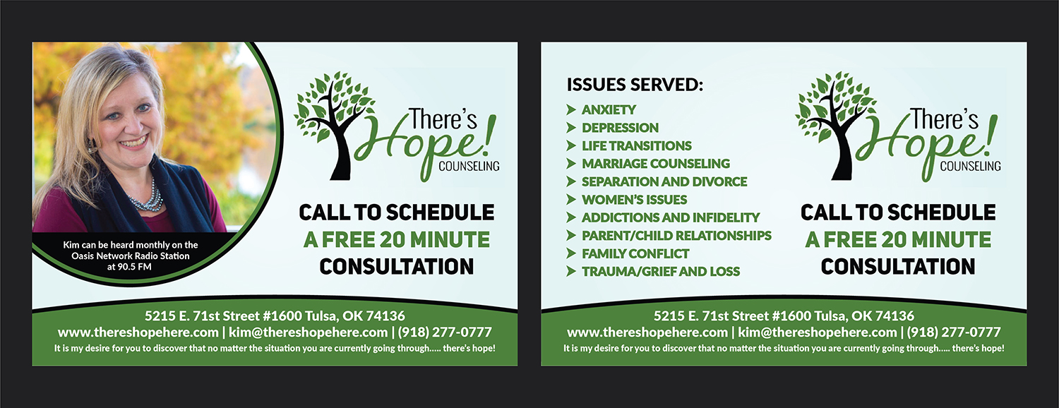 Postcard Design by Deziners Zone for There's Hope! Counseling | Design #19086488