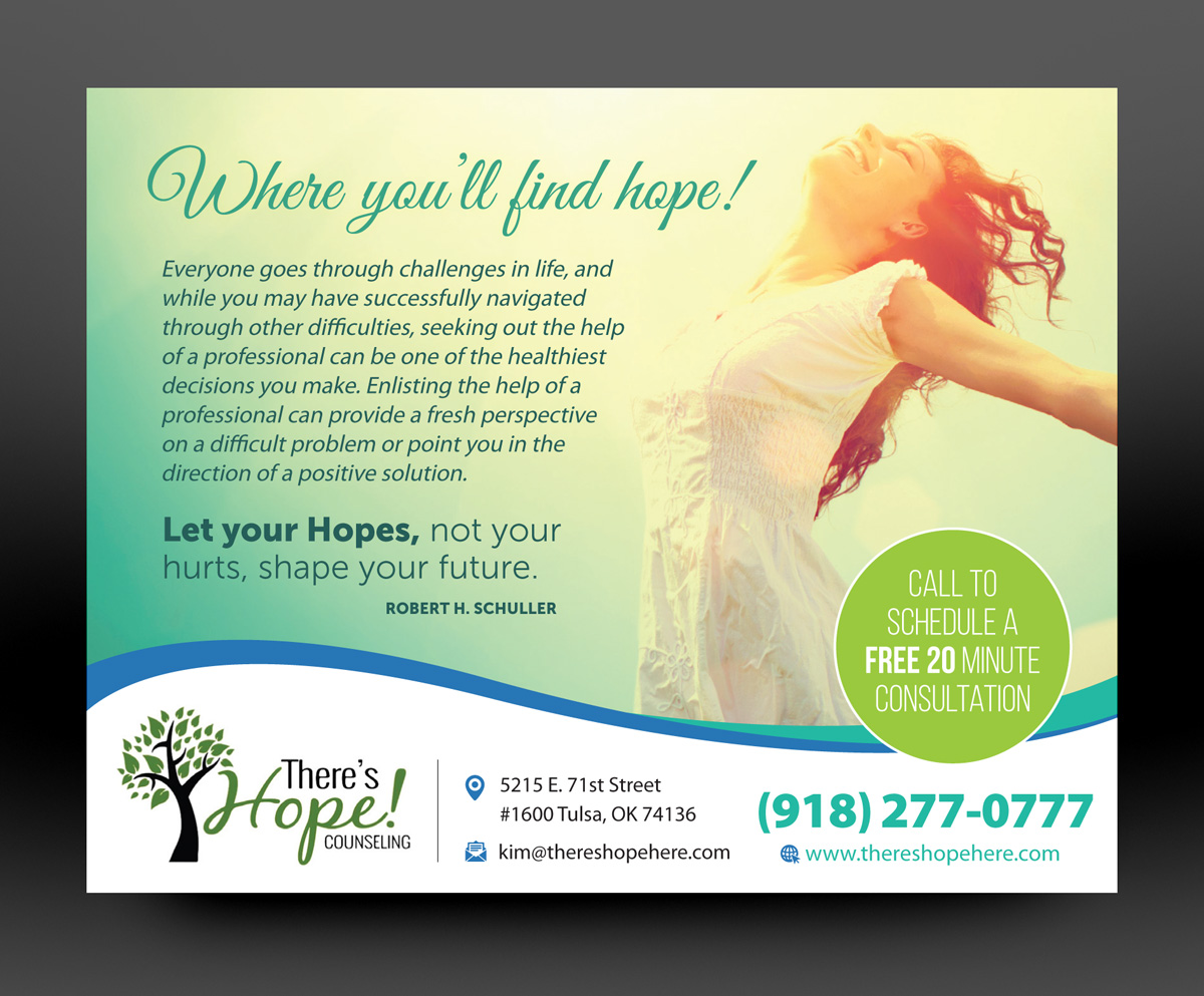 Design de Carte Postale par rkailas pour There's Hope! Counseling | Design #19095343