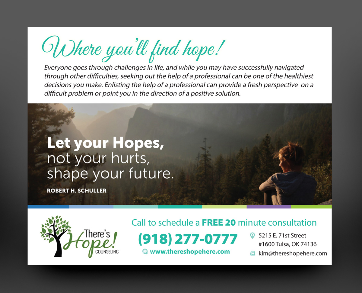 Postcard Design by rkailas for There's Hope! Counseling | Design #19095344