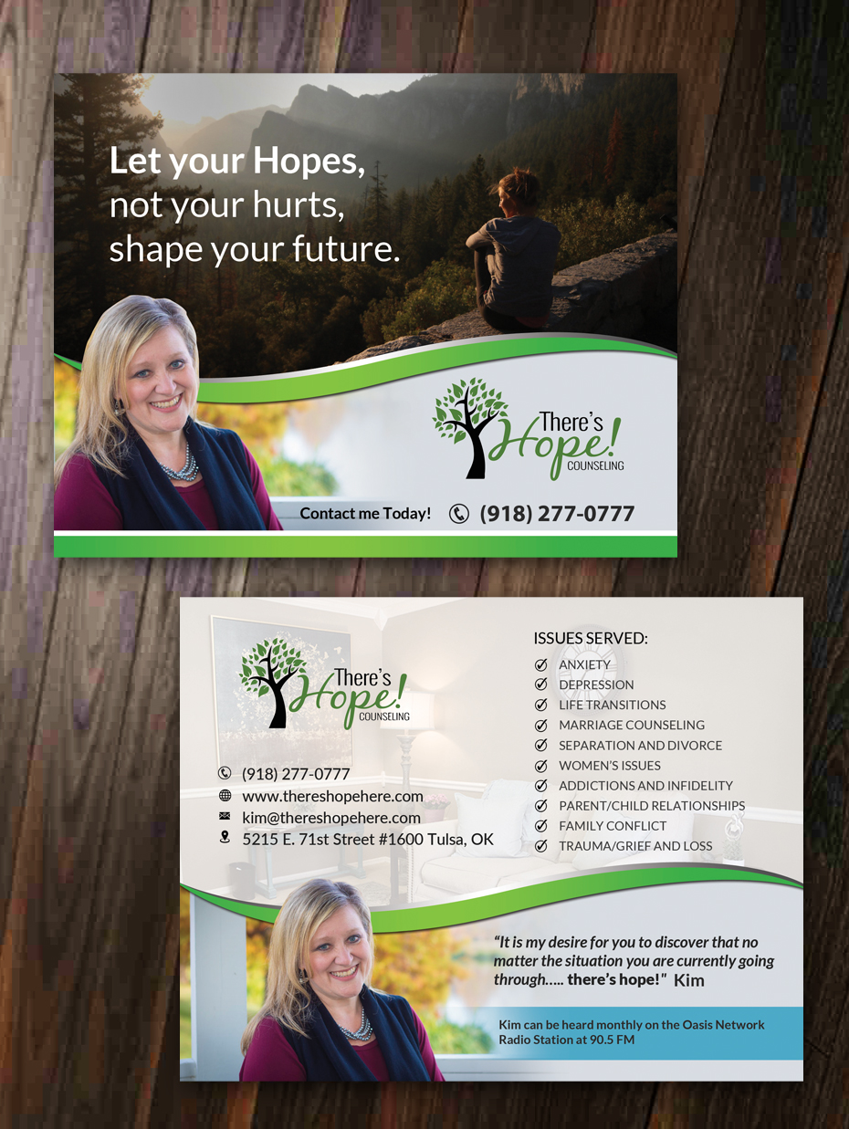 Postcard Design by innovative earth for There's Hope! Counseling | Design #19093273