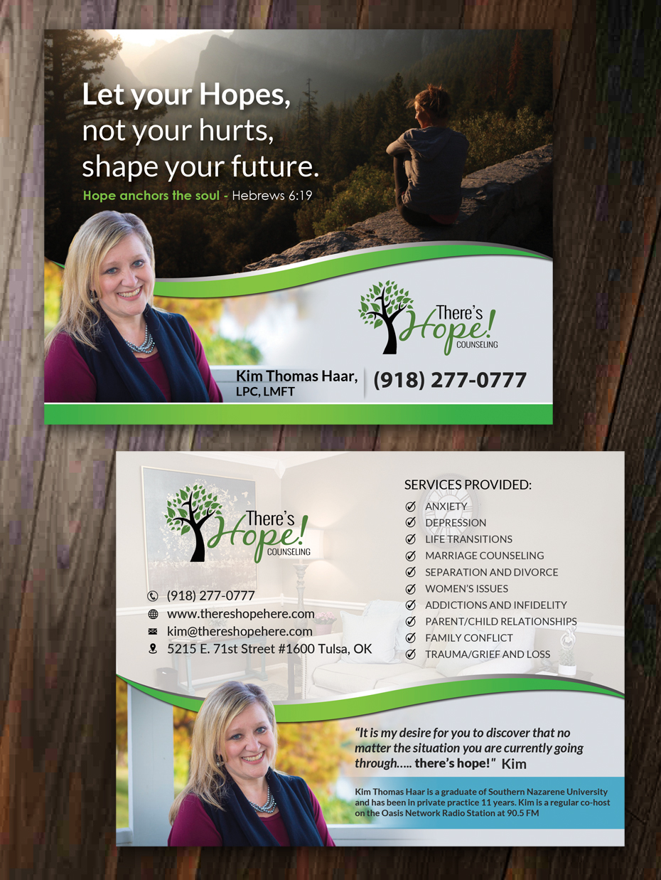 Postcard Design by innovative earth for There's Hope! Counseling | Design #19097505