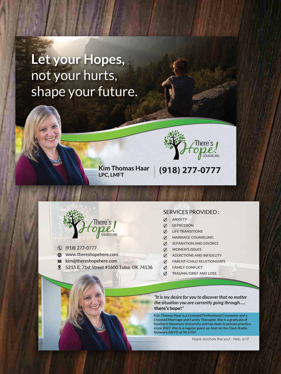 Postcard Design by innovative earth for There's Hope! Counseling | Design #19106627