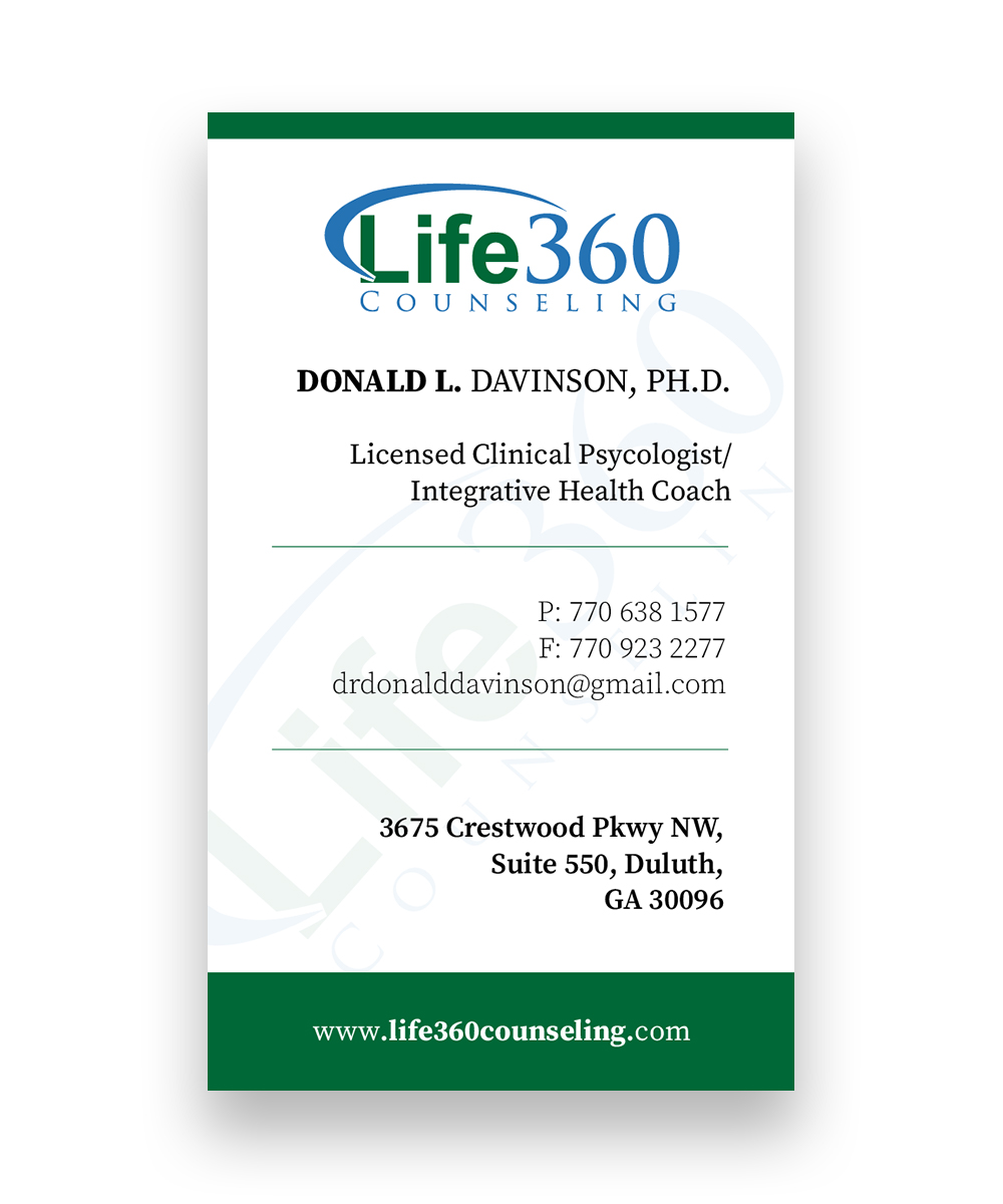 Business Card Design by Zahrinanwar for Life360 Counseling | Design #19147749