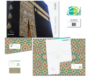 Stationery design for a hip Muslim Travel Agency
