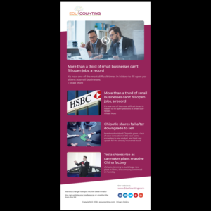 Newsletter Design for Financial Education Videos Startup | Graphic Design by fueldesignyard