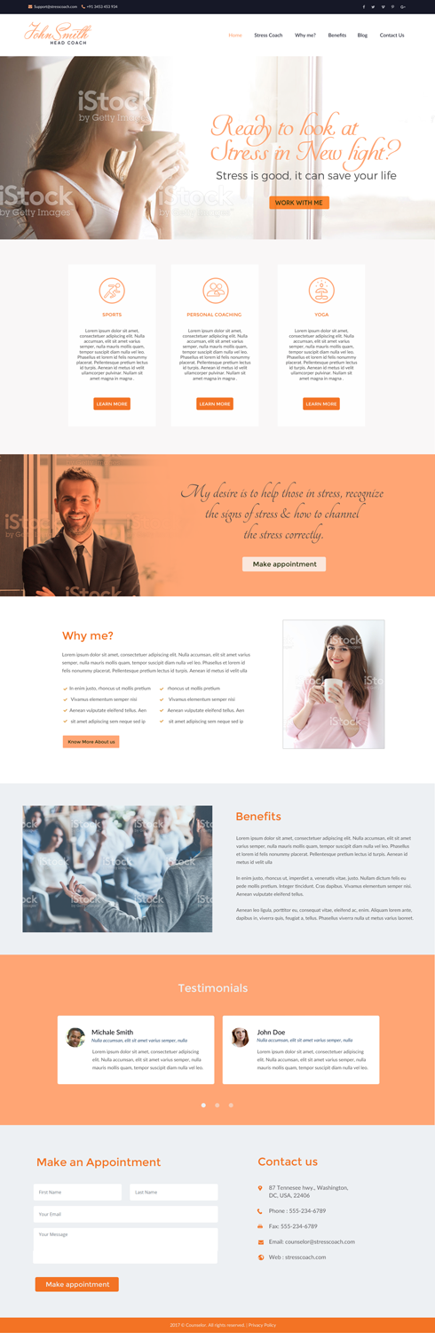 Web Design by chandrayaan.creative for Stress Coach | Design #19139908