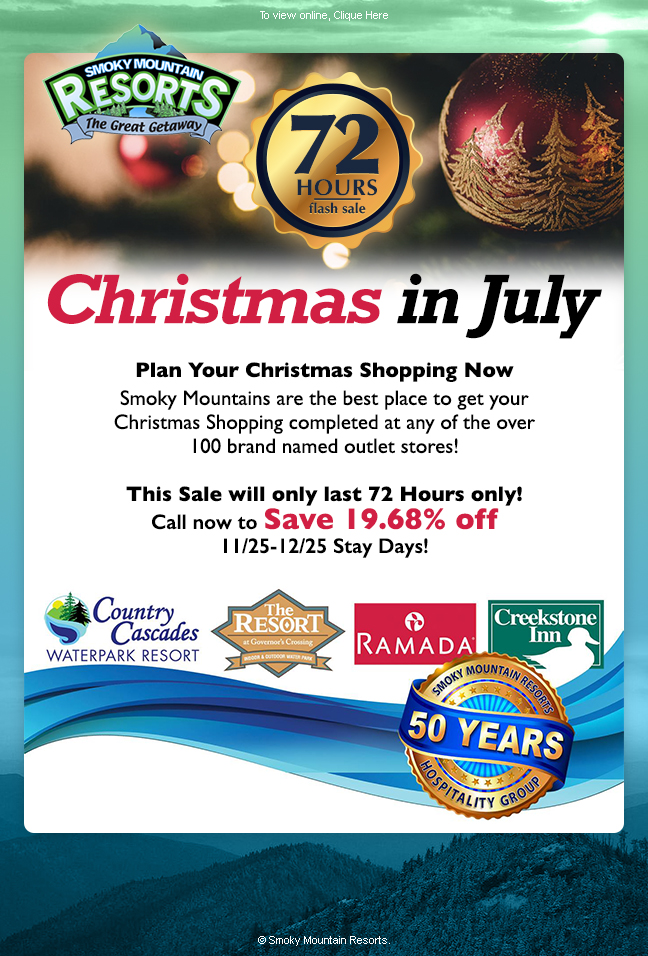 Email Marketing Design by kaue outspace for Smoky Mountain Resorts | Design #19152091