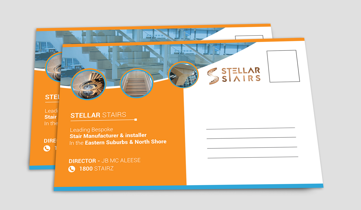 Postcard Design by ilovedesign1 for Stellar Stairs | Design #19119118