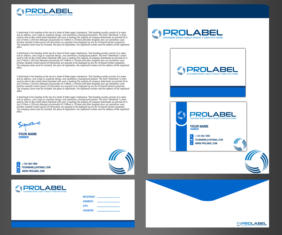 Design de Papeterie par Sarah Haroon pour ProLabel, Inc. | Design #2875490