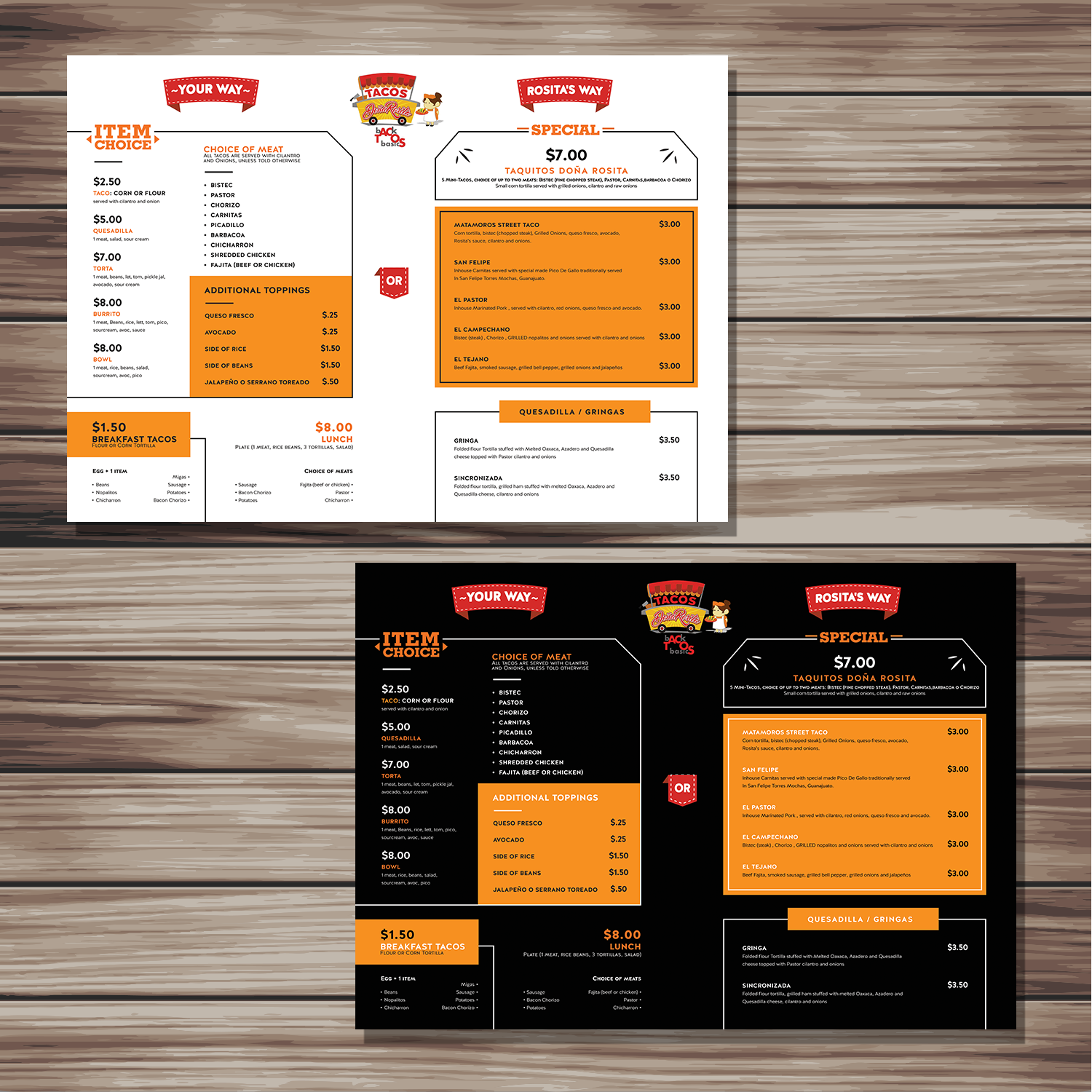 Menu Design by YNS PRODUCTION for Tacos Doña Rosita | Design #19133473