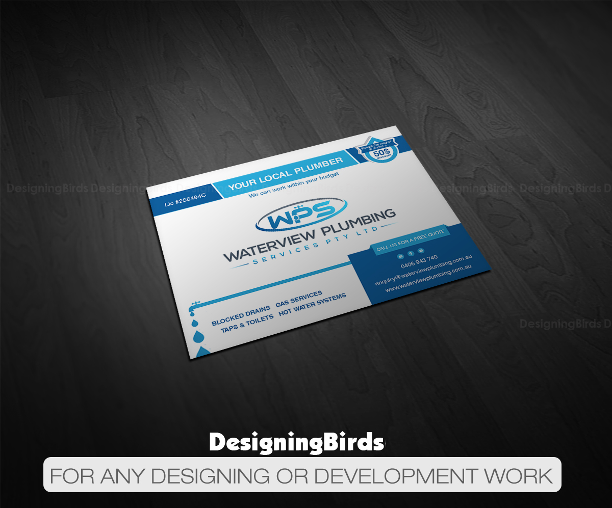 Business Card Design by Designing Birds for waterview plumbing | Design #19125273