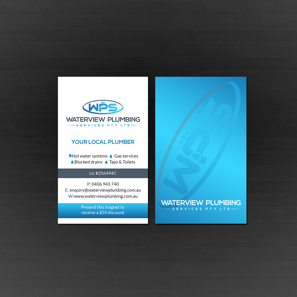 Business Card Design by Creations Box 2015 for waterview plumbing | Design #19131346