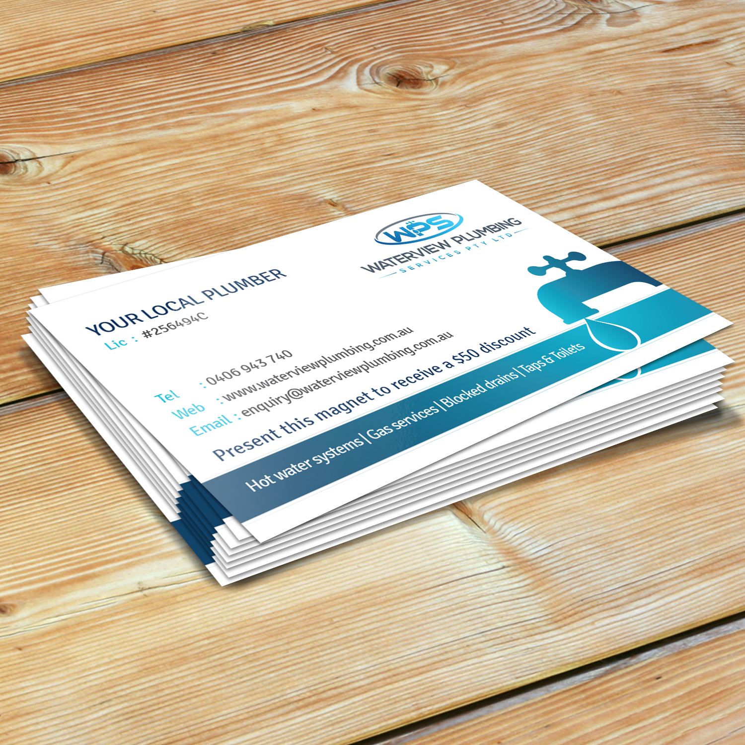 Business Card Design by Creative Jiniya for waterview plumbing | Design #19113843