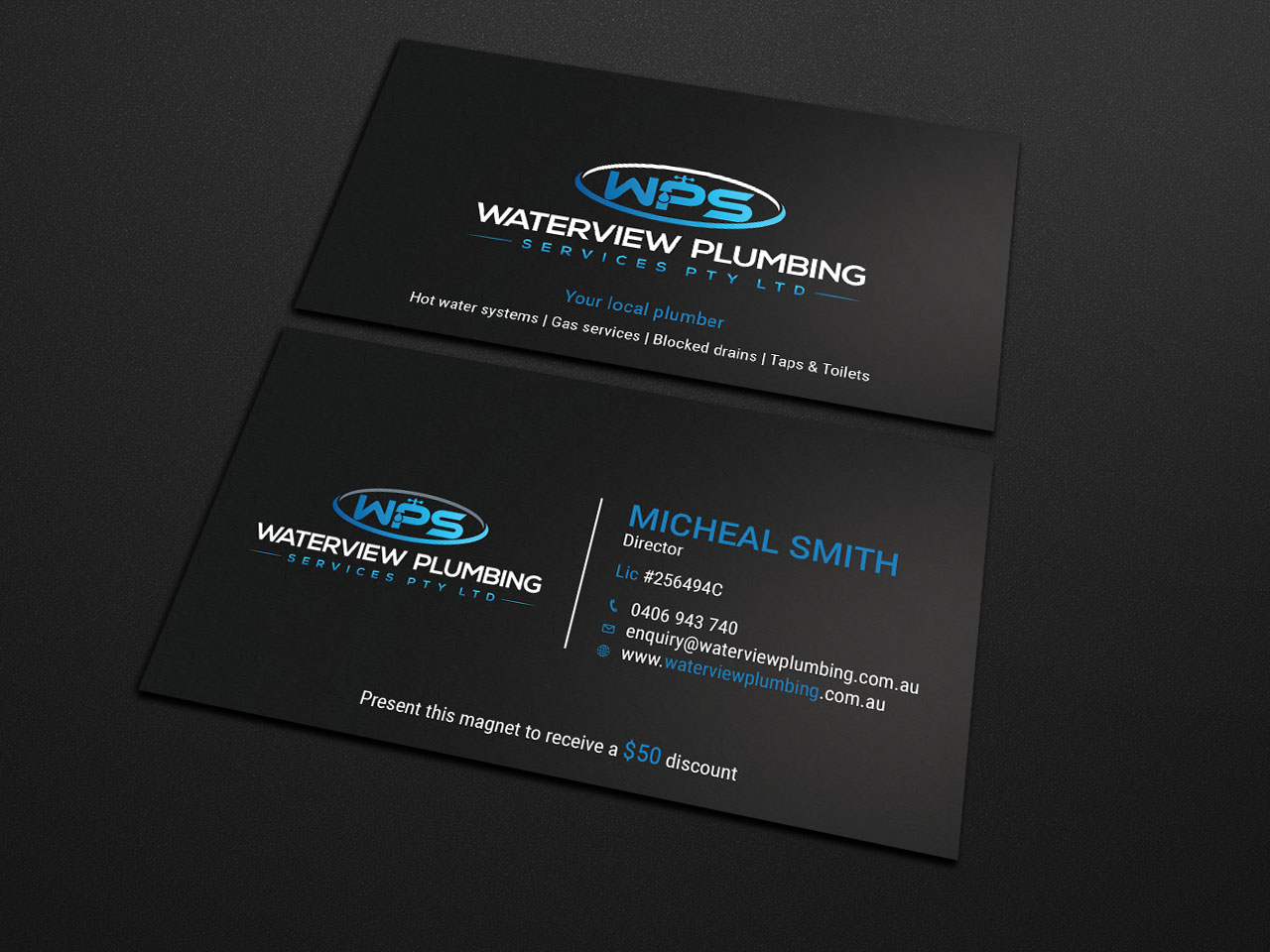 Business Card Design by Tripti Ranjan Gain for waterview plumbing | Design #19110923