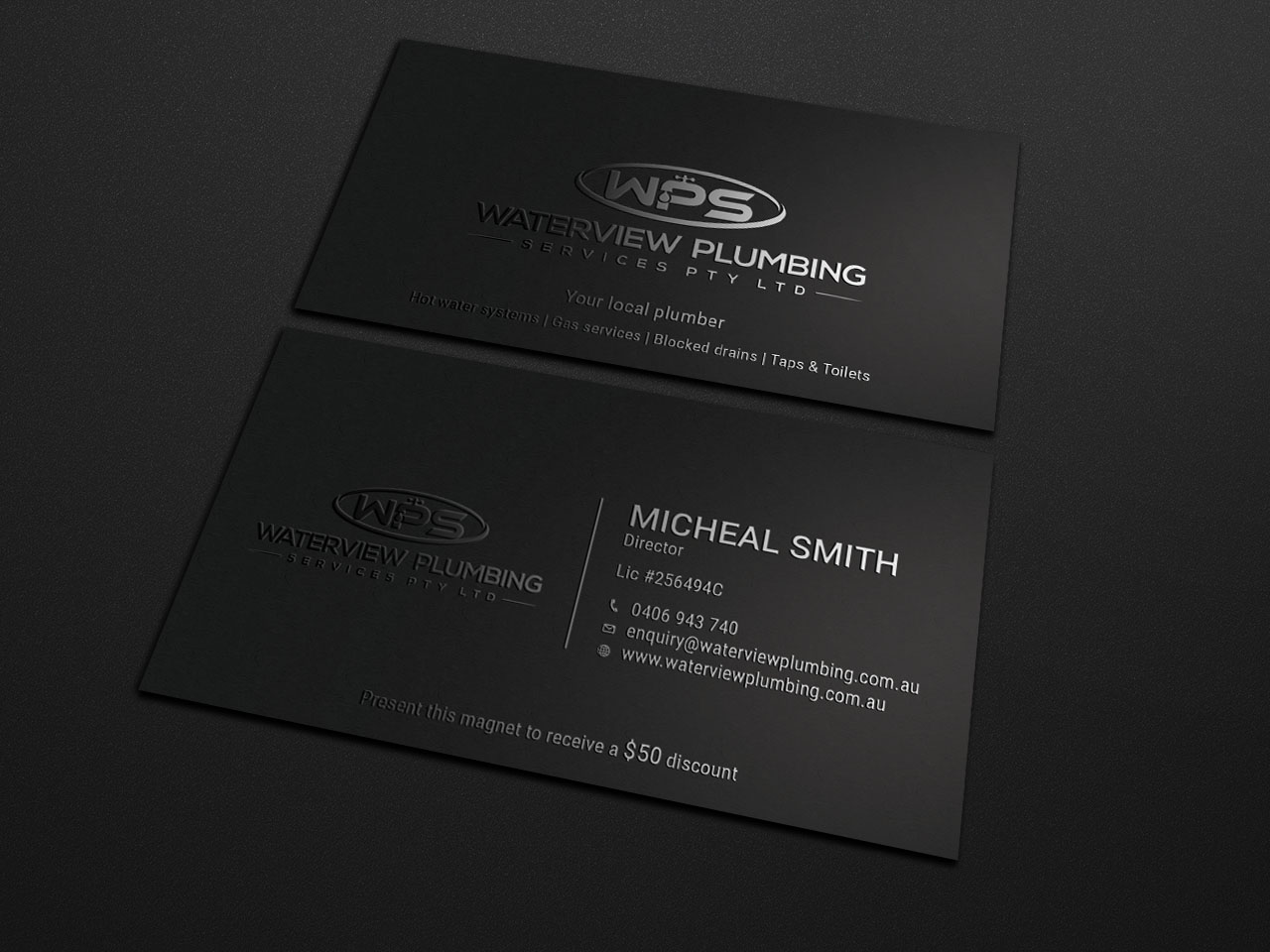 Business Card Design by Tripti Ranjan Gain for waterview plumbing | Design #19110926