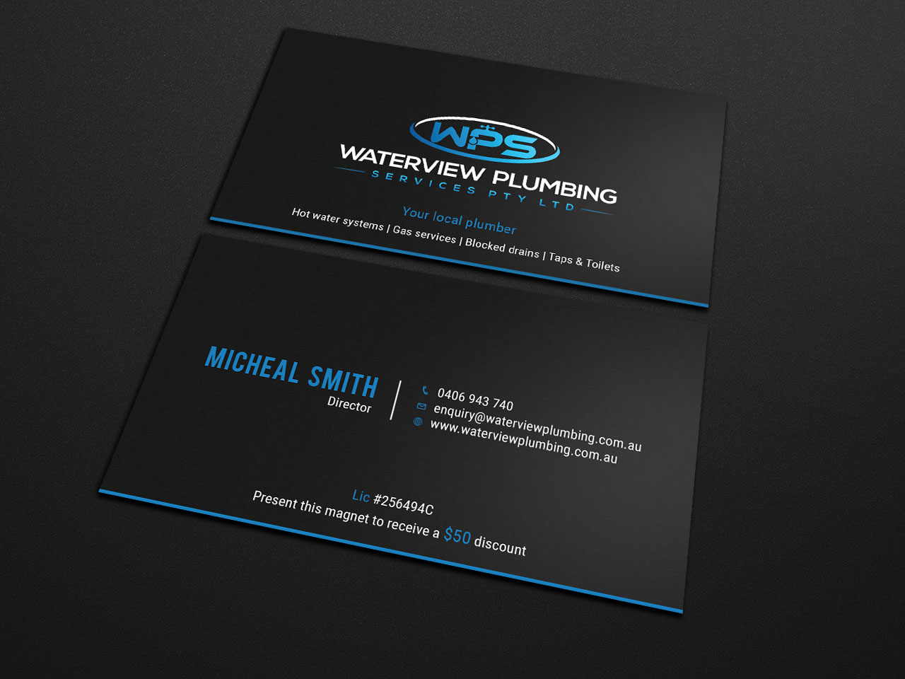 Business Card Design by Tripti Ranjan Gain for waterview plumbing | Design #19110927