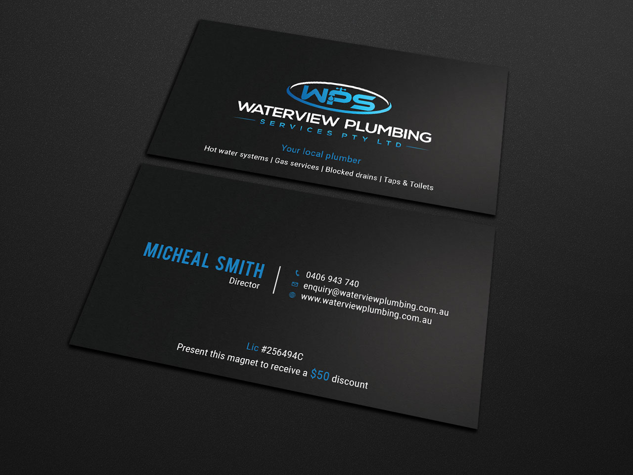 Business Card Design by Tripti Ranjan Gain for waterview plumbing | Design #19110936