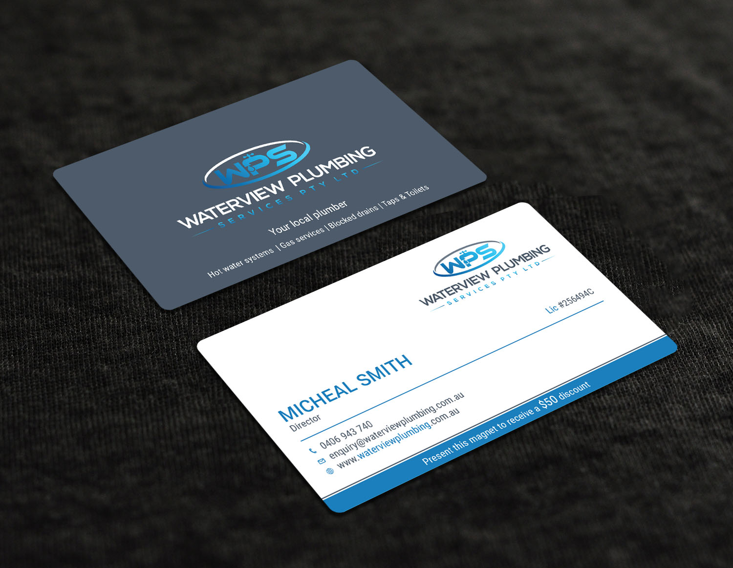 Business Card Design by Tripti Ranjan Gain for waterview plumbing | Design #19110939