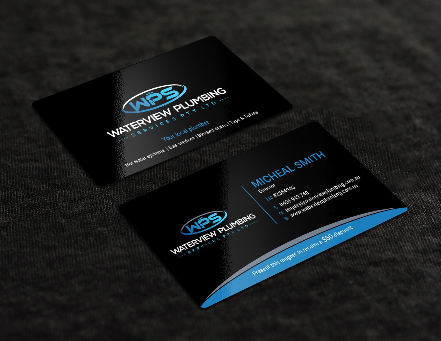 Business Card Design by Tripti Ranjan Gain for waterview plumbing | Design #19110942