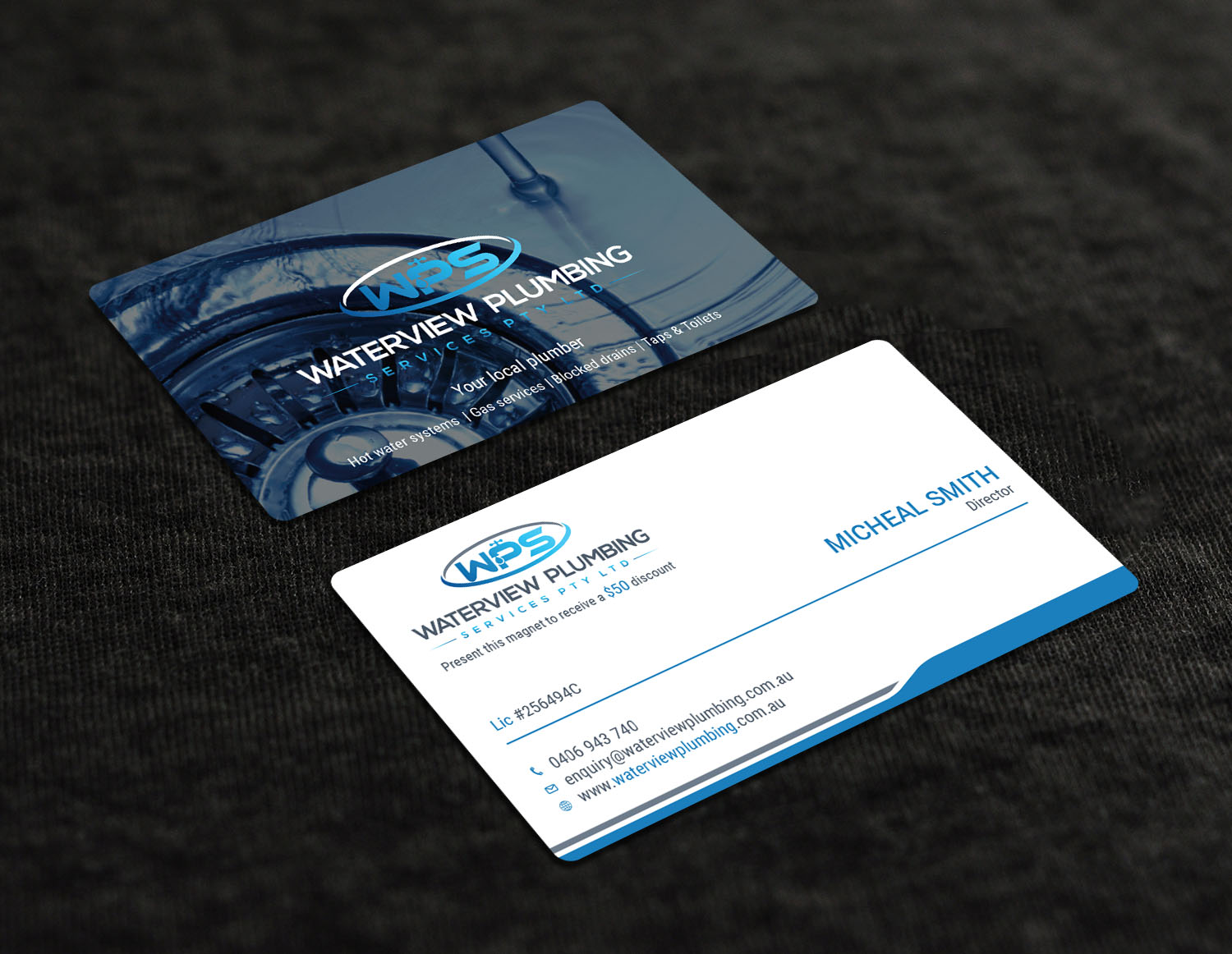Business Card Design by Tripti Ranjan Gain for waterview plumbing | Design #19110948