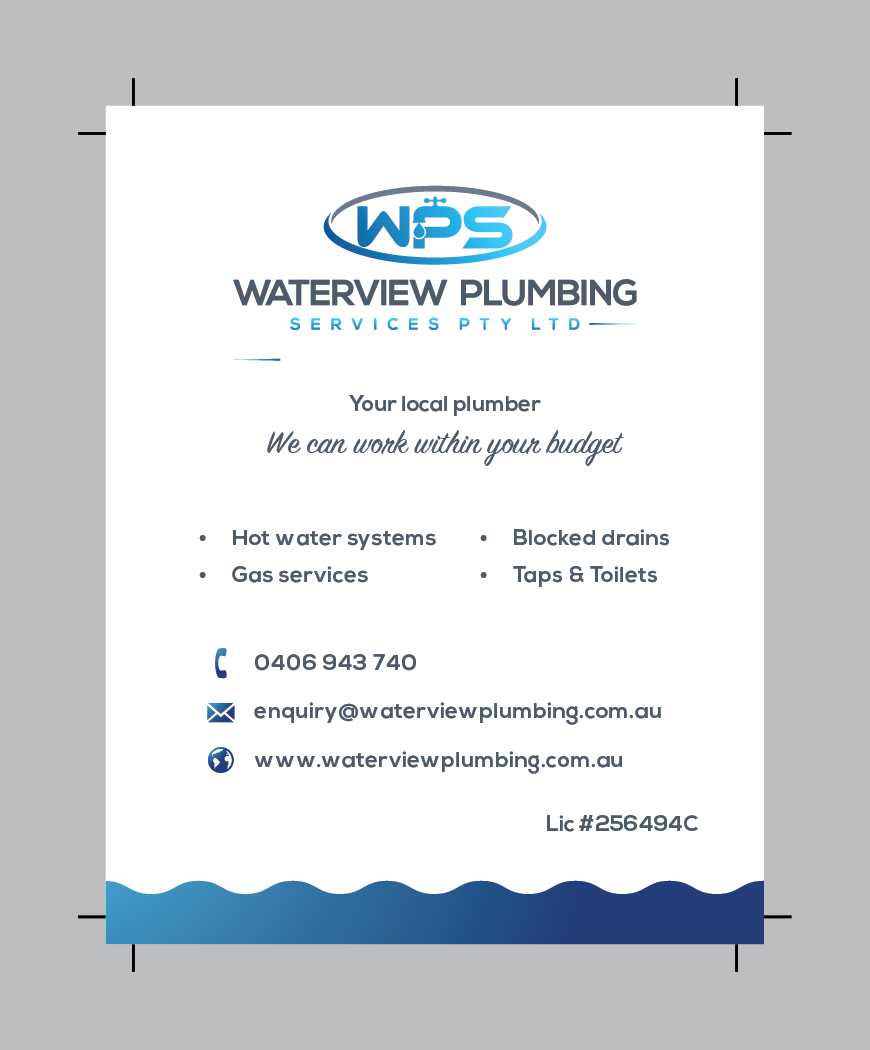 Diseño de Tarjeta de Presentación por Muhammad Imran 3 para waterview plumbing | Diseño #19118904