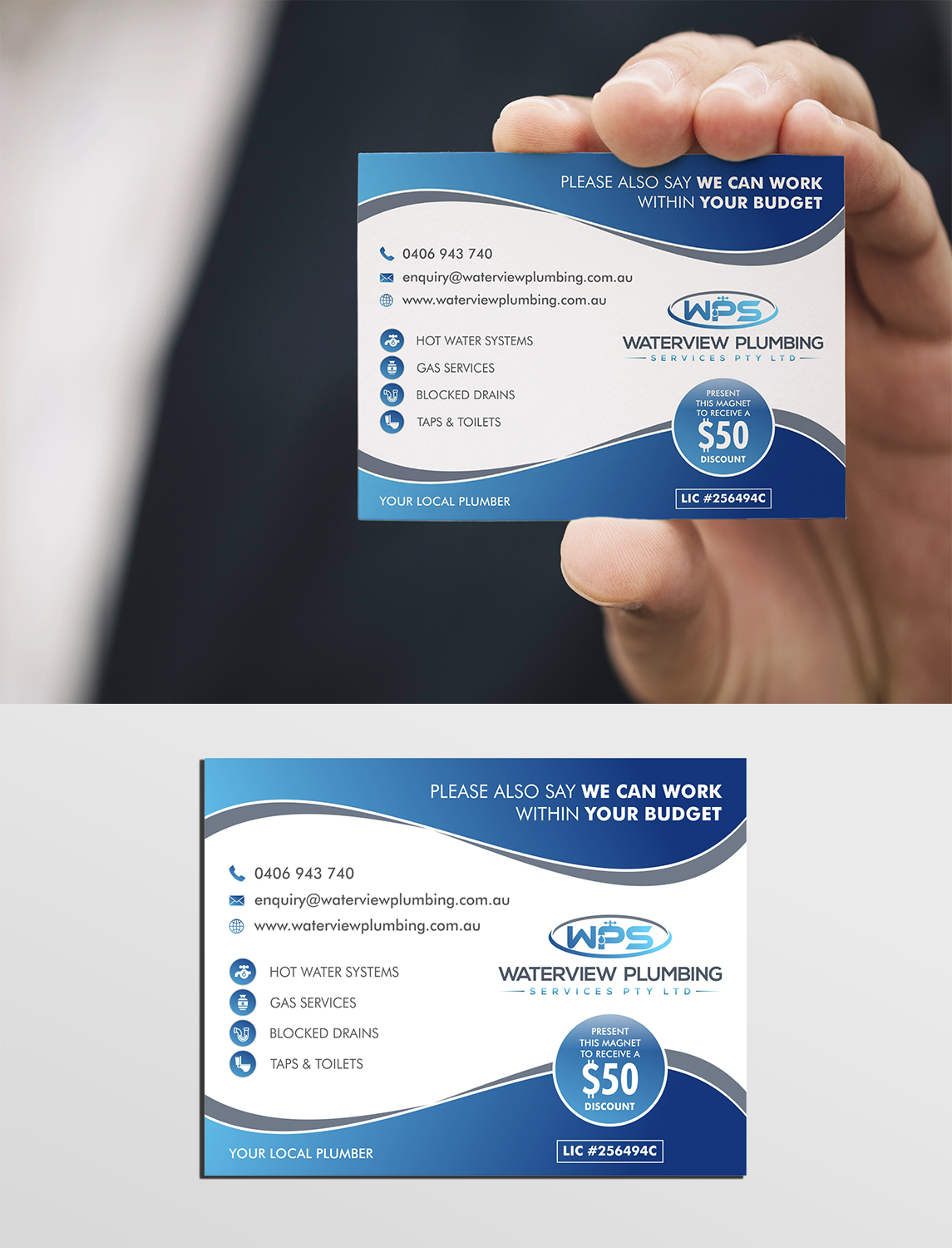 Diseño de Tarjeta de Presentación por Jai Shri Ram para waterview plumbing | Diseño #19108776