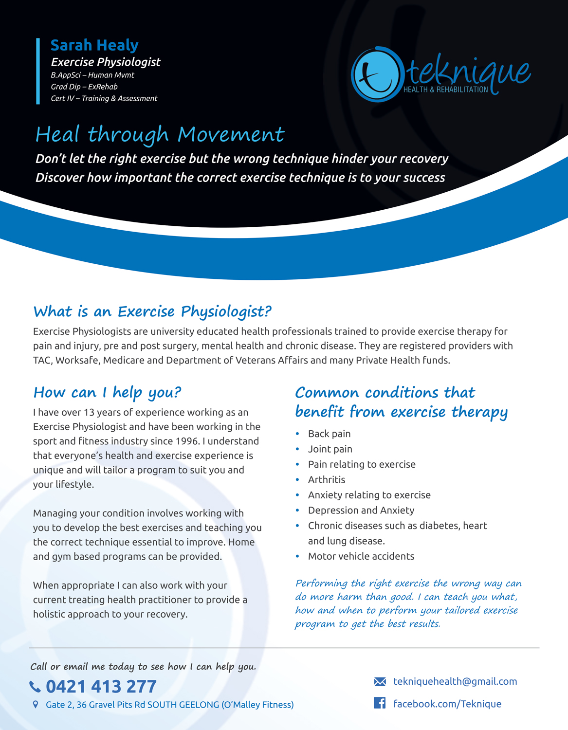 Flyer Design by sun_design for Teknique Health & Rehabilitation | Design #19173722