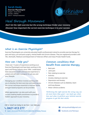 Flyer Design by sun_design for Teknique Health & Rehabilitation | Design: #19173722