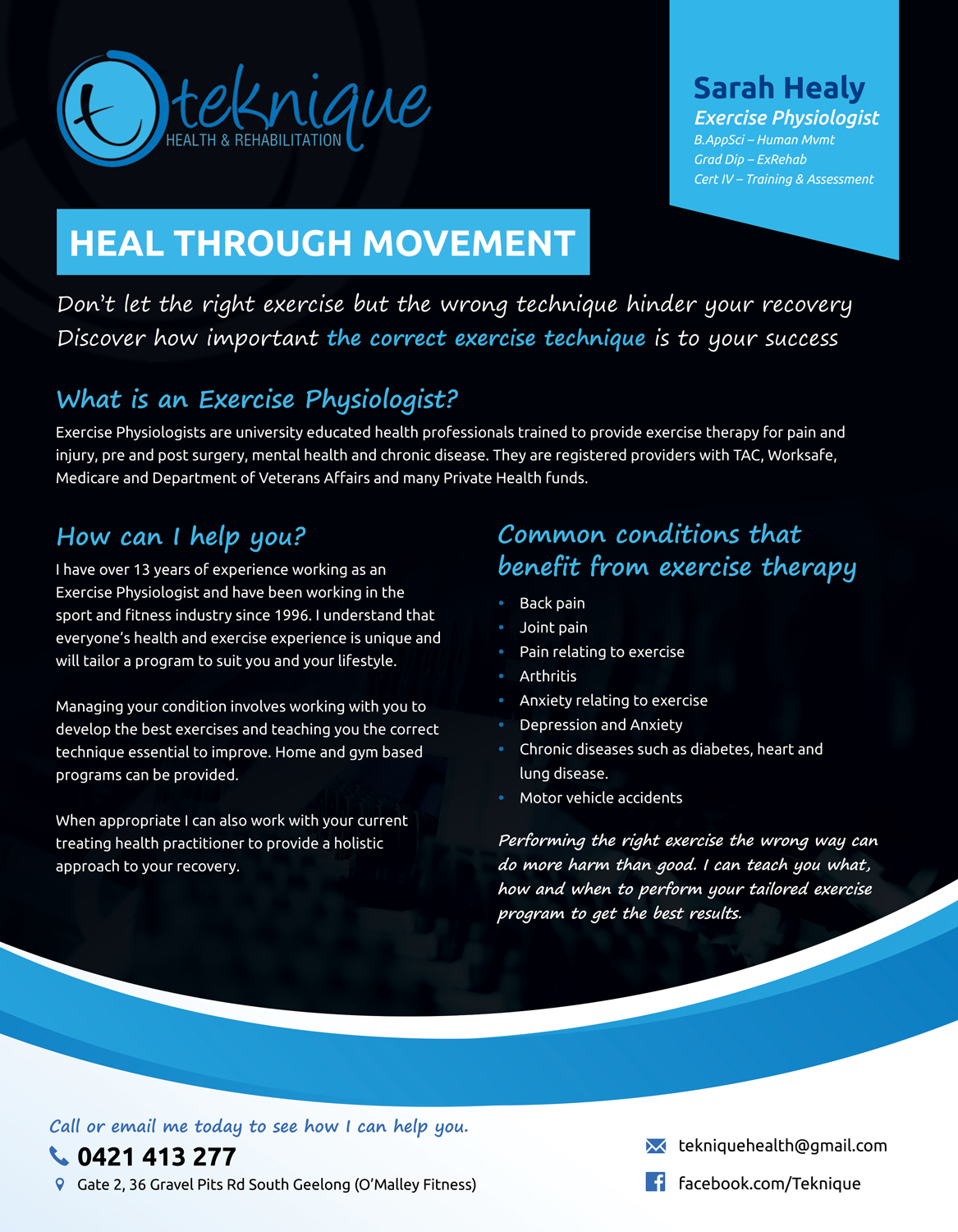 Diseño de Flyer por sun_design para Teknique Health & Rehabilitation | Diseño #19177391