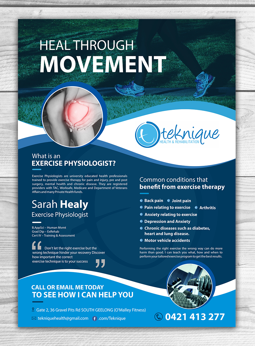 Flyer Design by OwnDesign for Teknique Health & Rehabilitation | Design #19170088