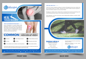 Design de Flyer par SD WEBCREATION pour Teknique Health & Rehabilitation | Design #19183573