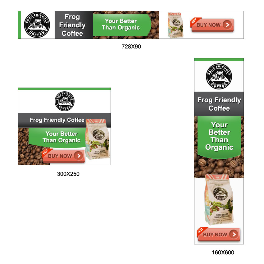 Diseño De Banner Publicitario por DesignXyz para Frog Friendly Coffee | Diseño #19206221