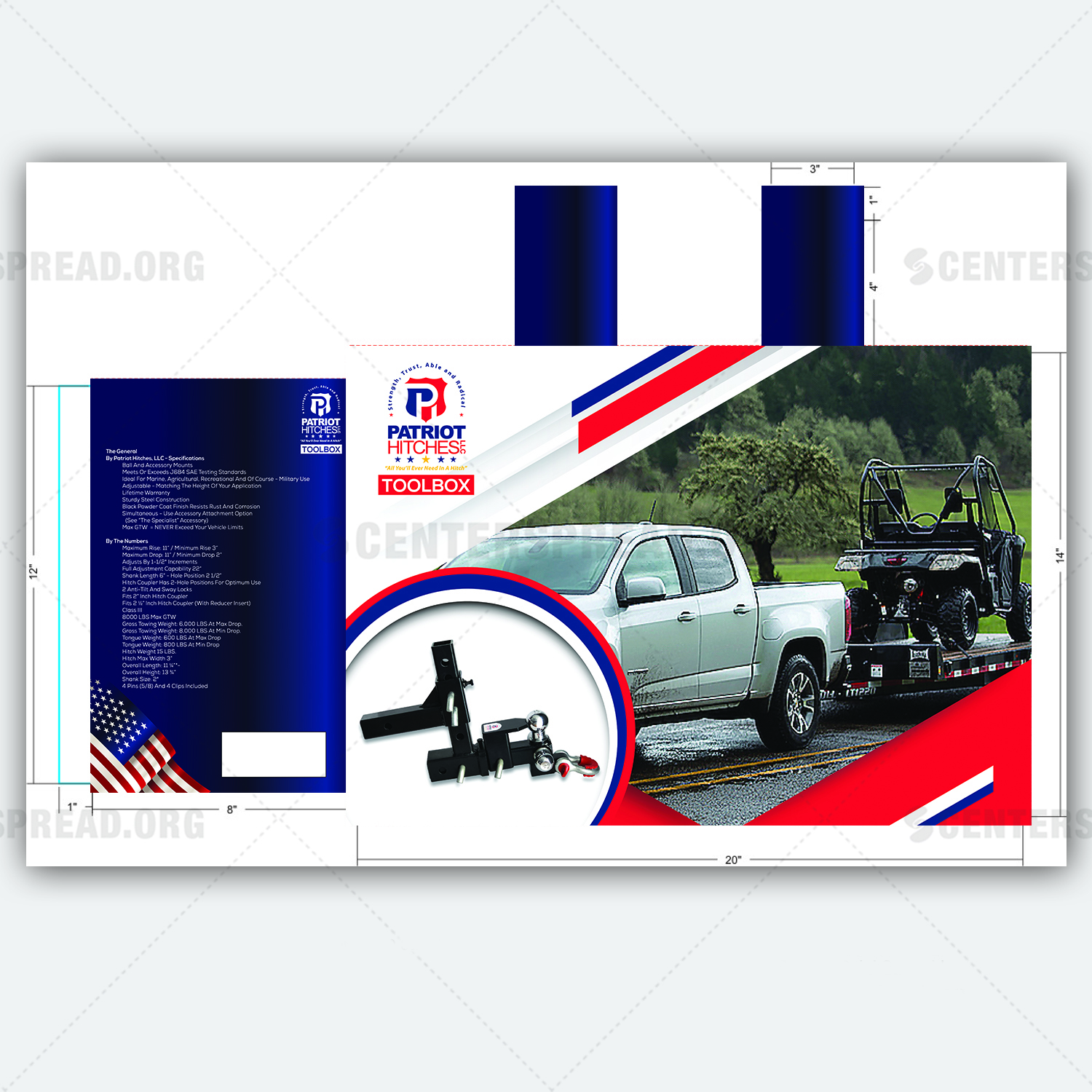 Packaging Design by CENTERSPREAD for Patriot Hitches, LLC | Design #19190215