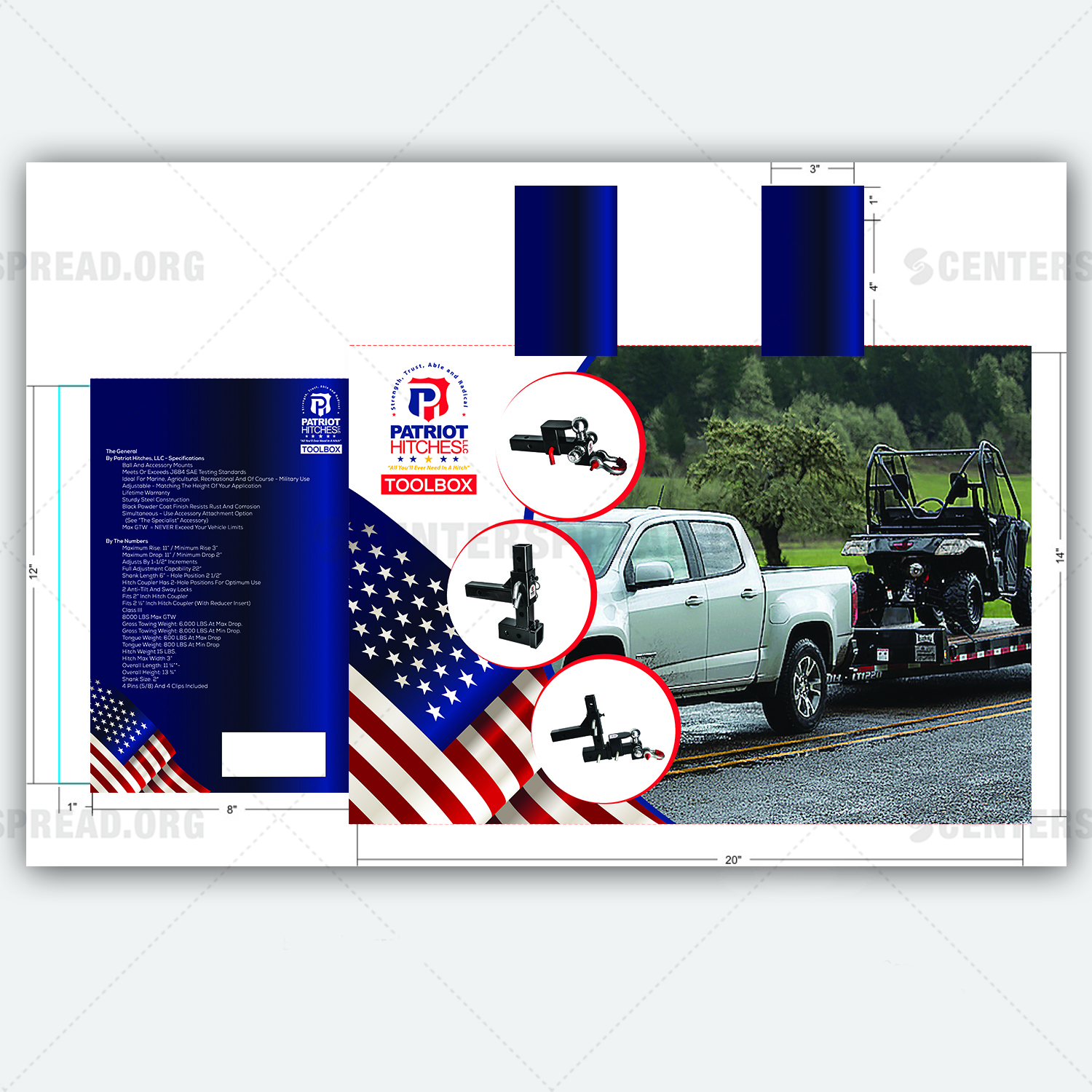 Packaging Design by CENTERSPREAD for Patriot Hitches, LLC | Design #19190216