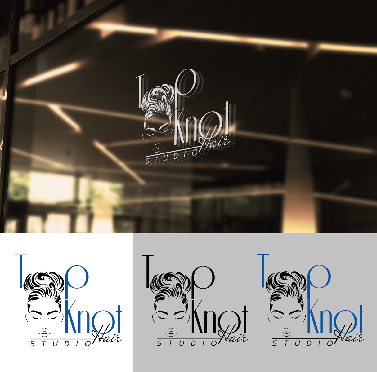 Feminine, Playful, Beauty Salon Logo Design for Top Knot Hair Studio by