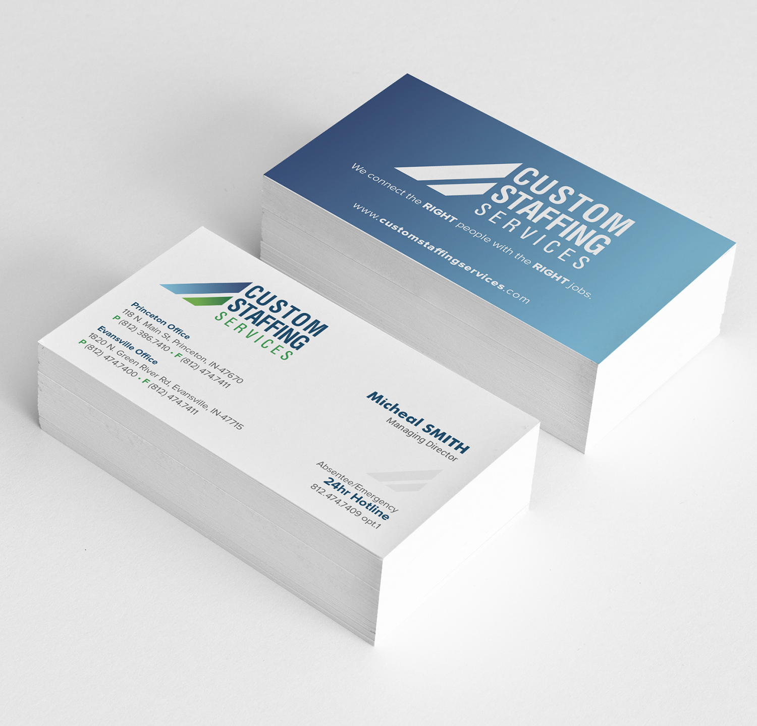 Diseño de Tarjeta de Presentación por Tilt para Custom Staffing Services | Diseño #19168233