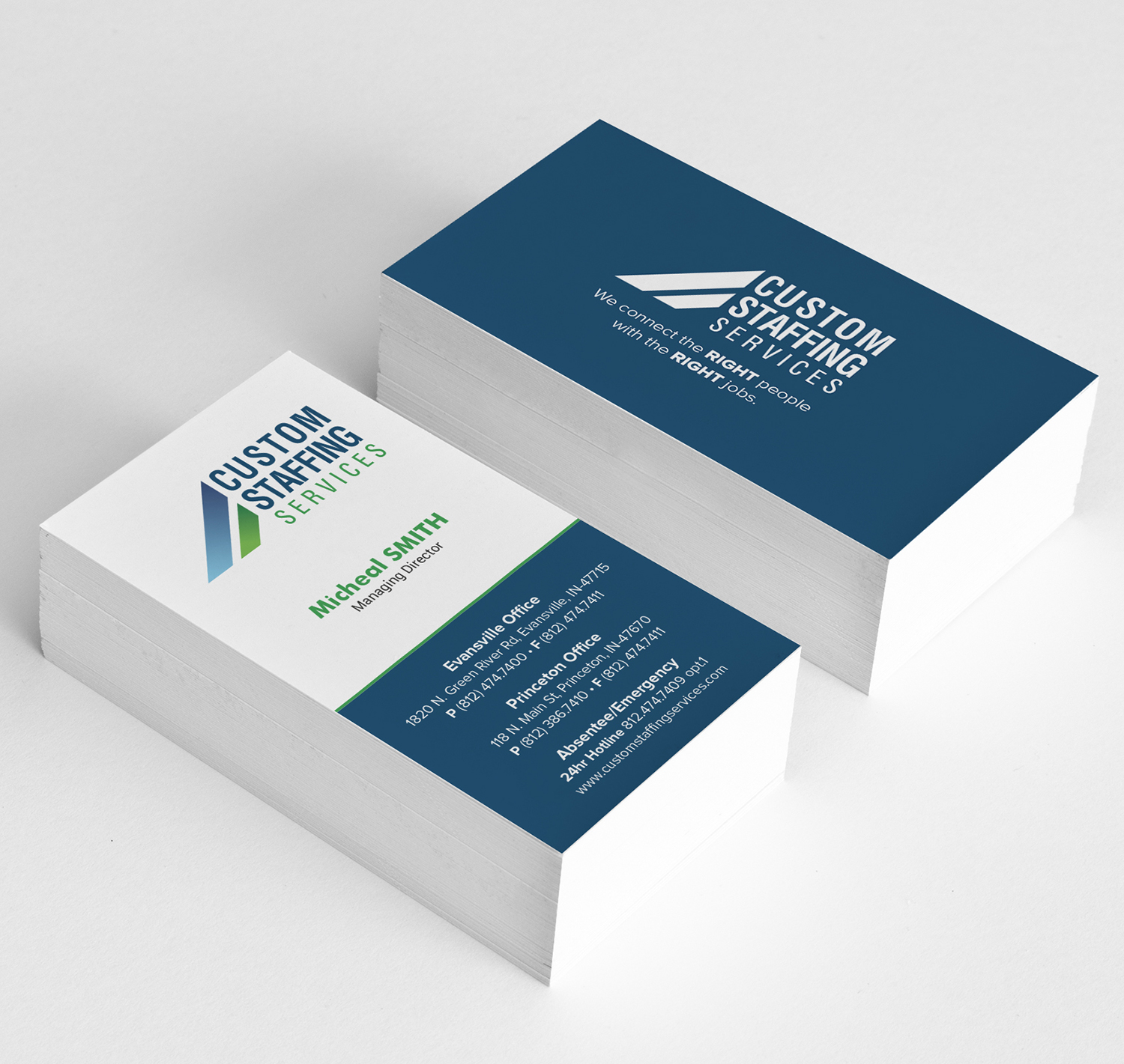 Design de Carte de Visite par Tilt pour Custom Staffing Services | Design #19168326