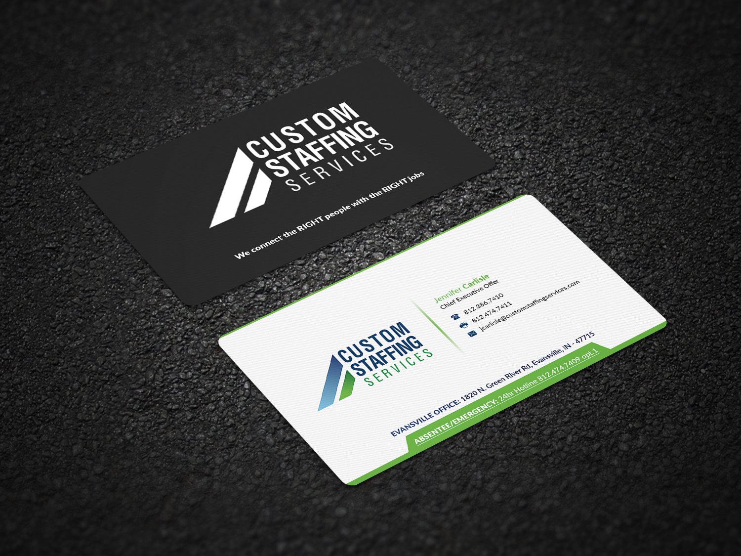 Business Card Design by Pointless Pixels India for Custom Staffing Services | Design #19147427