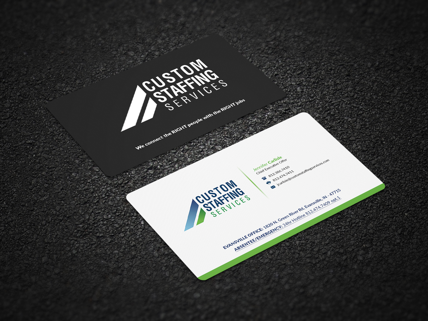 Design de Carte de Visite par Pointless Pixels India pour Custom Staffing Services | Design #19147659