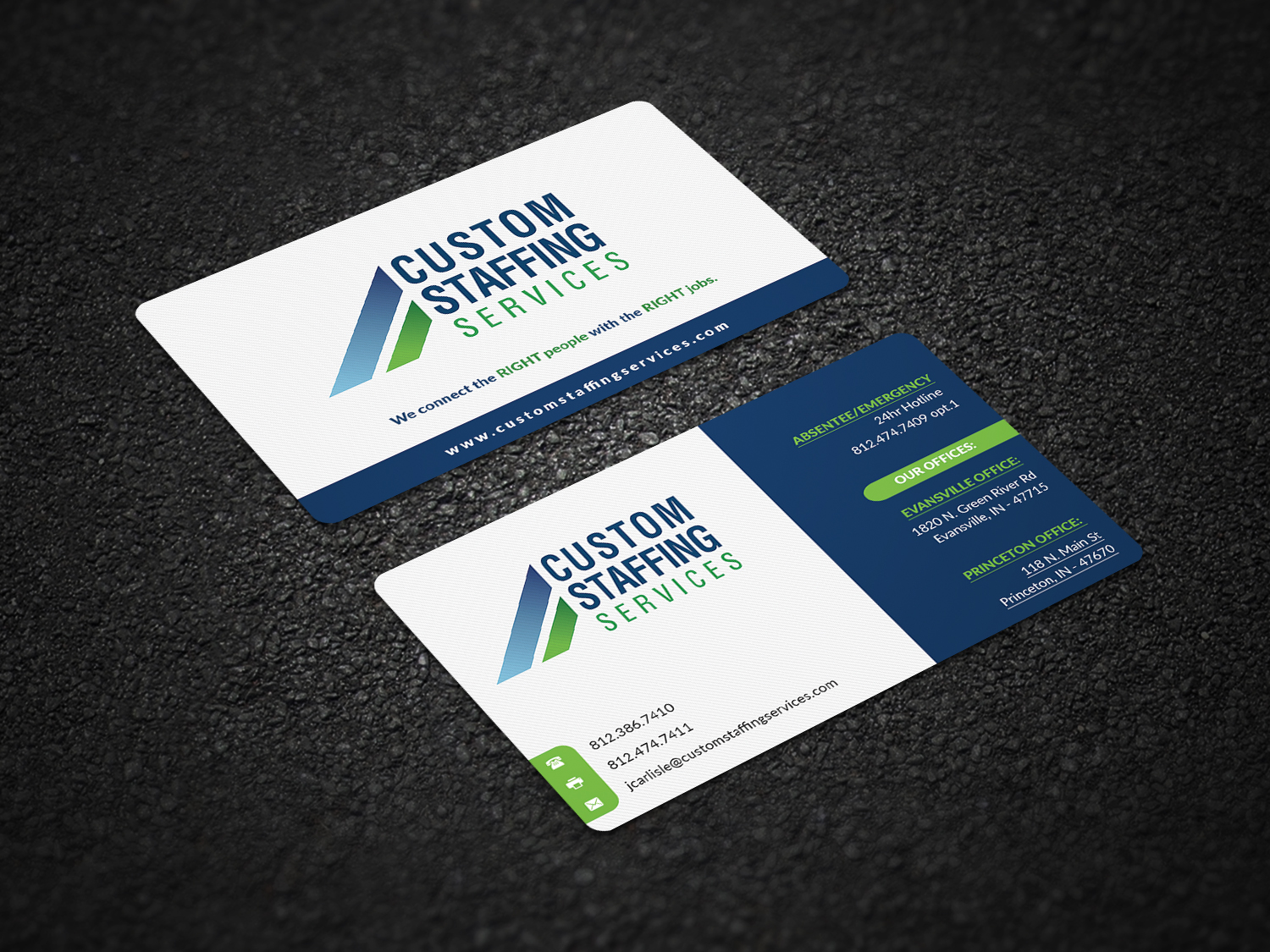 Business Card Design by Pointless Pixels India for Custom Staffing Services | Design #19150909