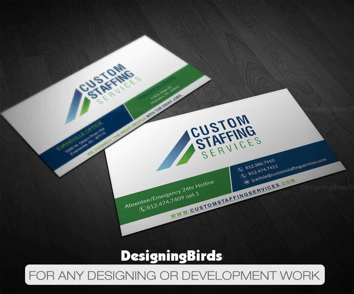 Diseño de Tarjeta de Presentación por Designing Birds para Custom Staffing Services | Diseño #19149645