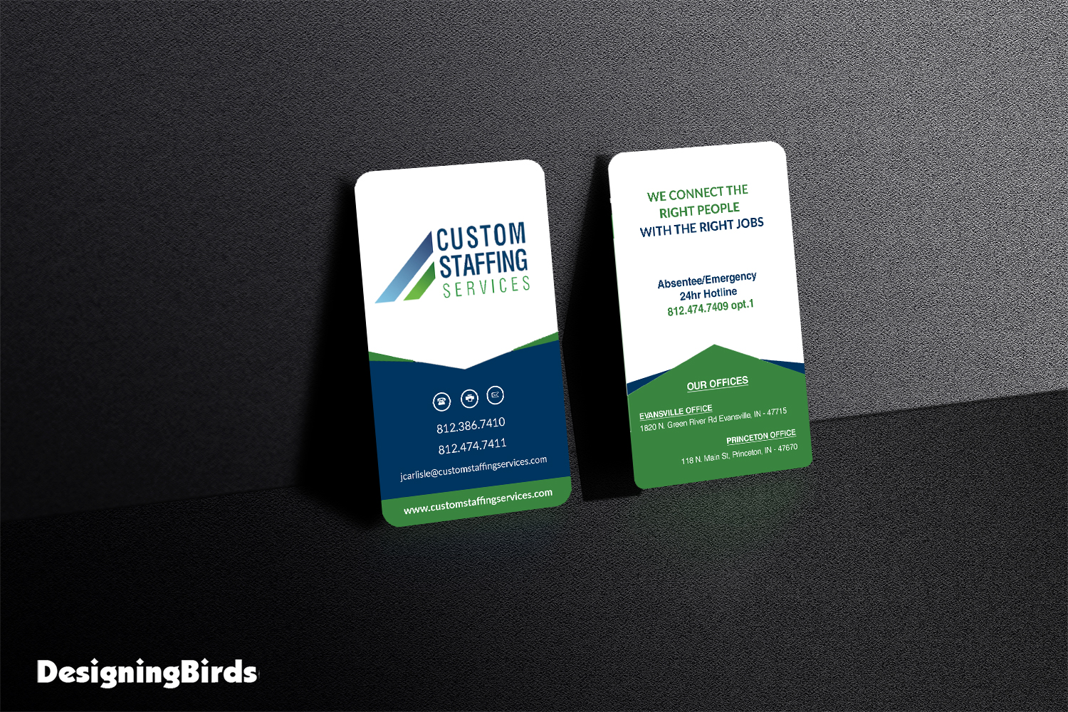 Diseño de Tarjeta de Presentación por Designing Birds para Custom Staffing Services | Diseño #19149859