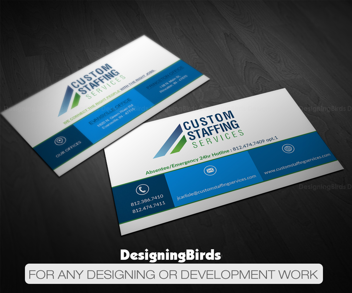 Diseño de Tarjeta de Presentación por Designing Birds para Custom Staffing Services | Diseño #19154139