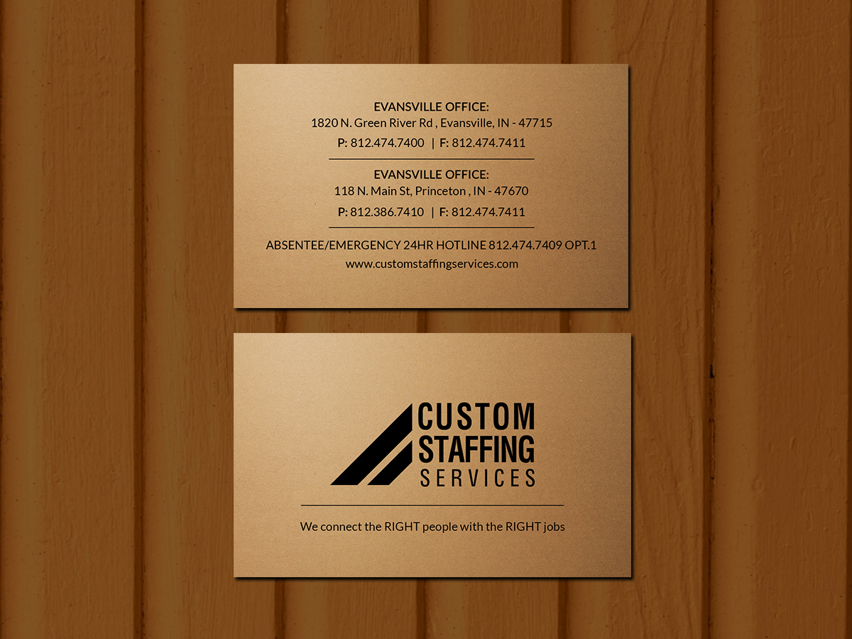 Visitenkarten-Design von Creations Box 2015 für Custom Staffing Services | Design #19153195